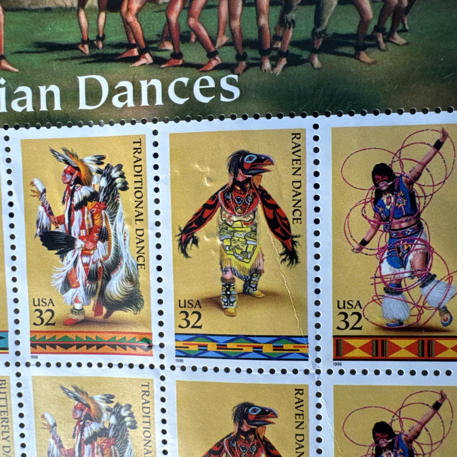 United States 32¢ American Indian Dances Postage Stamp #3072-76 Full Sheet 1995