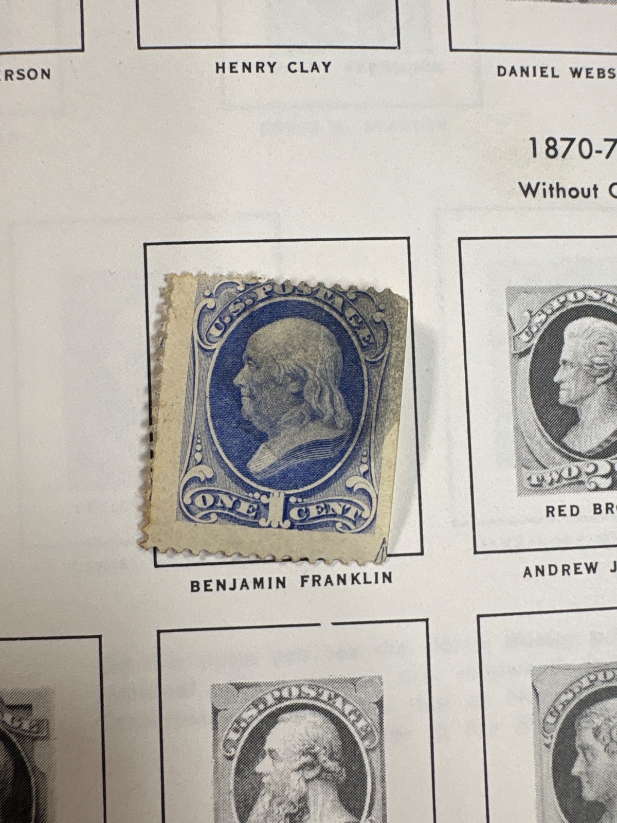 Extremely rare Benjamin Franklin stamp 1870 one cent