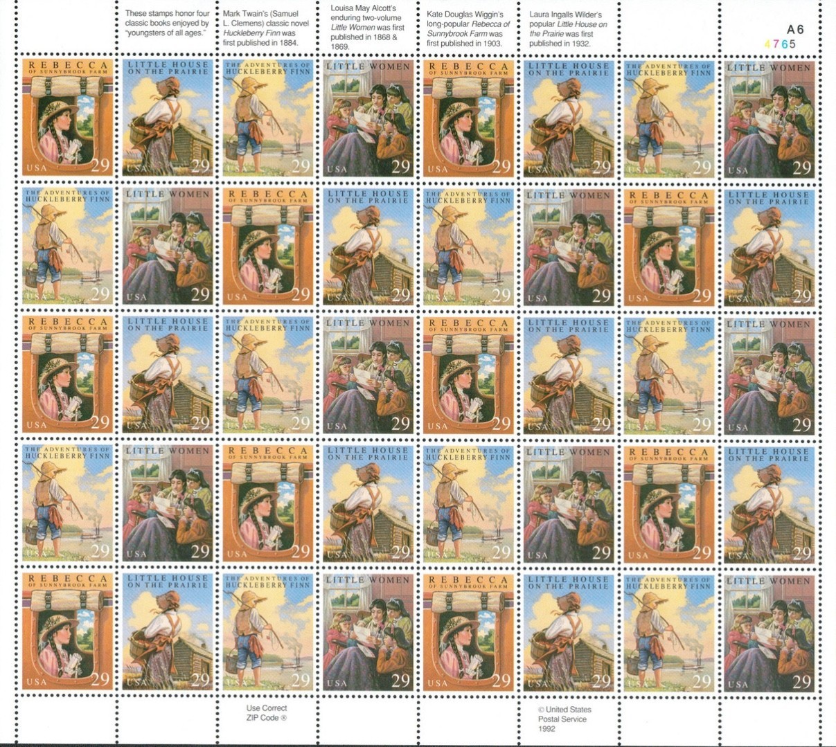 United States 29¢ Classic Books Postage Stamp #2785-88 Full Sheet