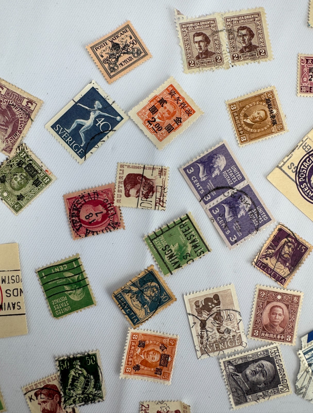Worldwide Vintage Stamp Collection Lot 90+ Used Mint Stamps USA China Sweden