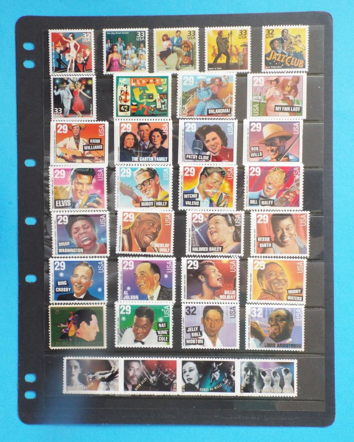 US Postage Stamps Face Value $45+ Unused Lot #98 Sheets Blocks Song and Dance