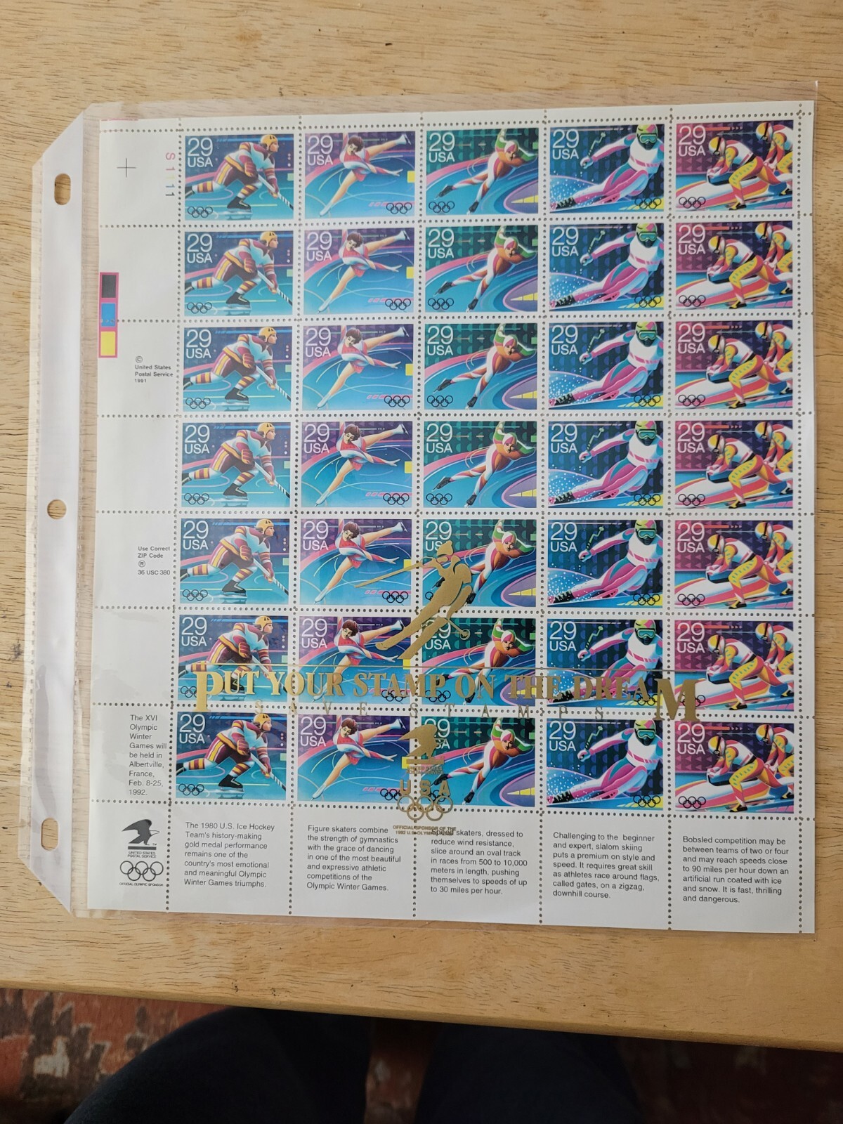 US SCOTT 2611 – 15 PANE OF 35 WINTER OLYMPIC STAMPS 29 CENT FACE MNH
