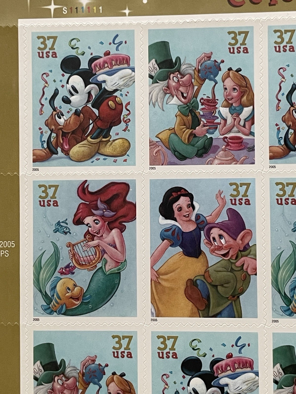 USA 37 Cent Art of Disney CELEBRATION Postage Stamps, Full Sheet of 20