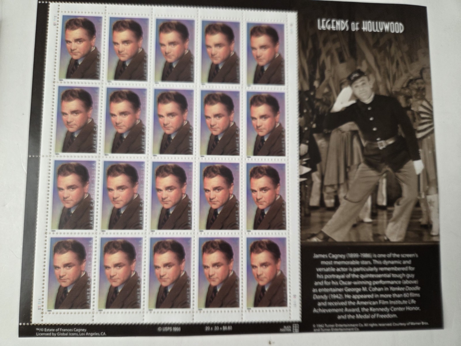 Vtg US Stamps & Foreign Loose Stamps Lot & Unused Sheets MNH 1960s Cagney Monroe