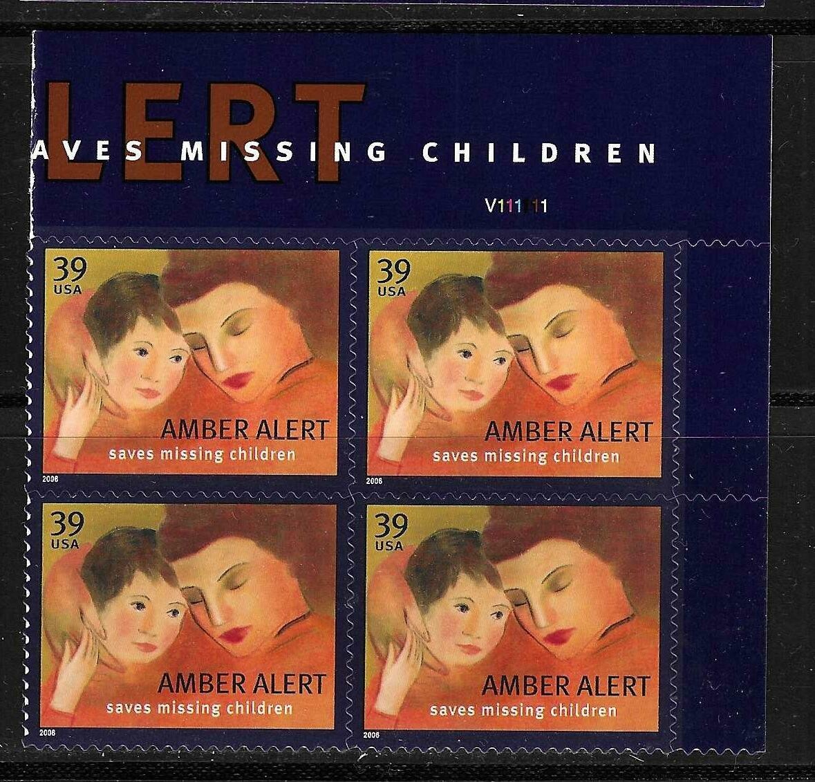 USA SC # 4031 Amber Alert – Mother And Child – / BLK4 . MNH
