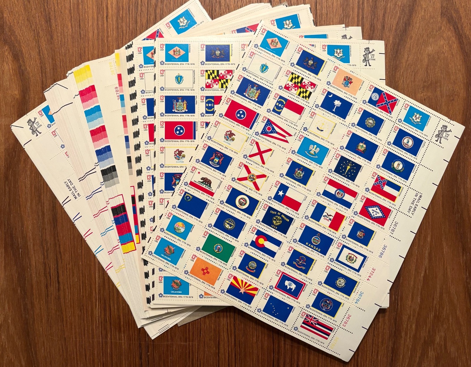 50% Discount Postage $767FV 13¢ 50 State Flags American Bicentennial Mint Sheets