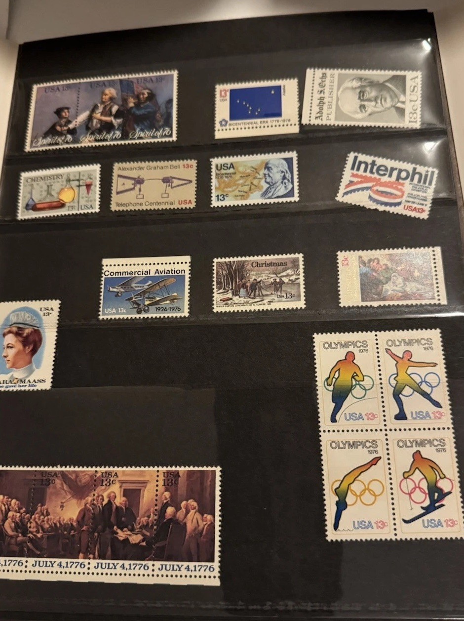 1974-1978 Uncirculated Mint Sets. All Original Folders. Complete. Stamp Sets
