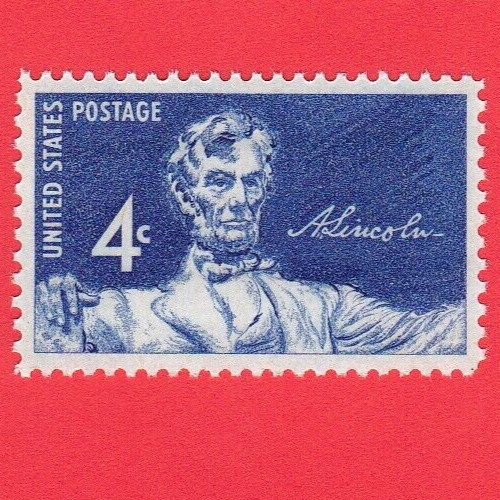 1958 ABRAHAM LINCOLN STAMP PRESIDENT POLITICIAN STATESMAN BLUE SINGLE POSTAGE