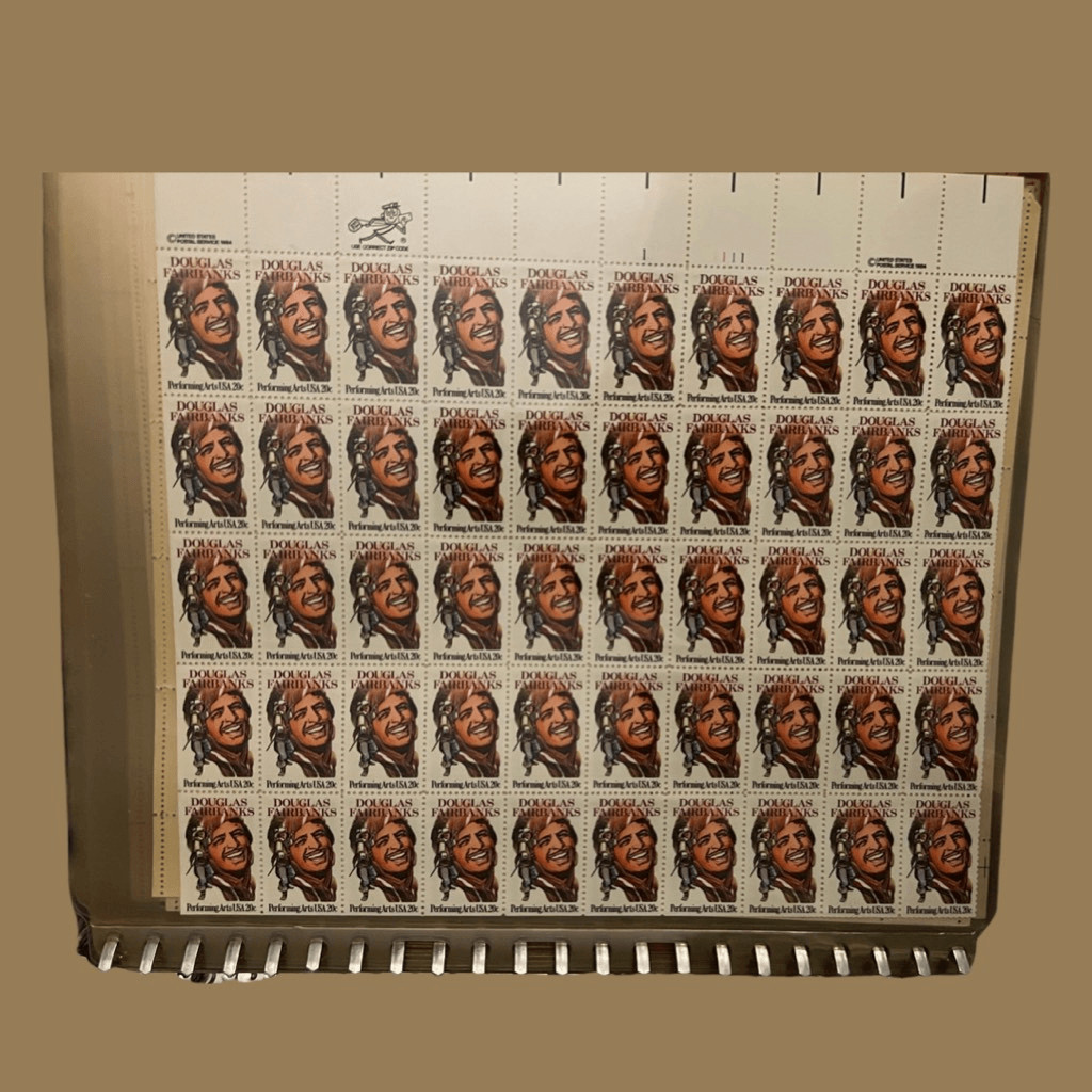 MNH 1984 Douglas Fairbanks Sheet of 50 20c Stamps Scott # 2088