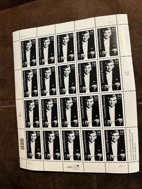 Scott #3521. 34c Leonard Bernstein pane of 20. (2000). MNH. free shipping
