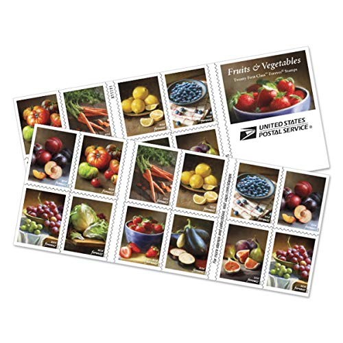 2020 US Forever Postage Stamps Still Life Fruits and Vegetables Booklet of 20