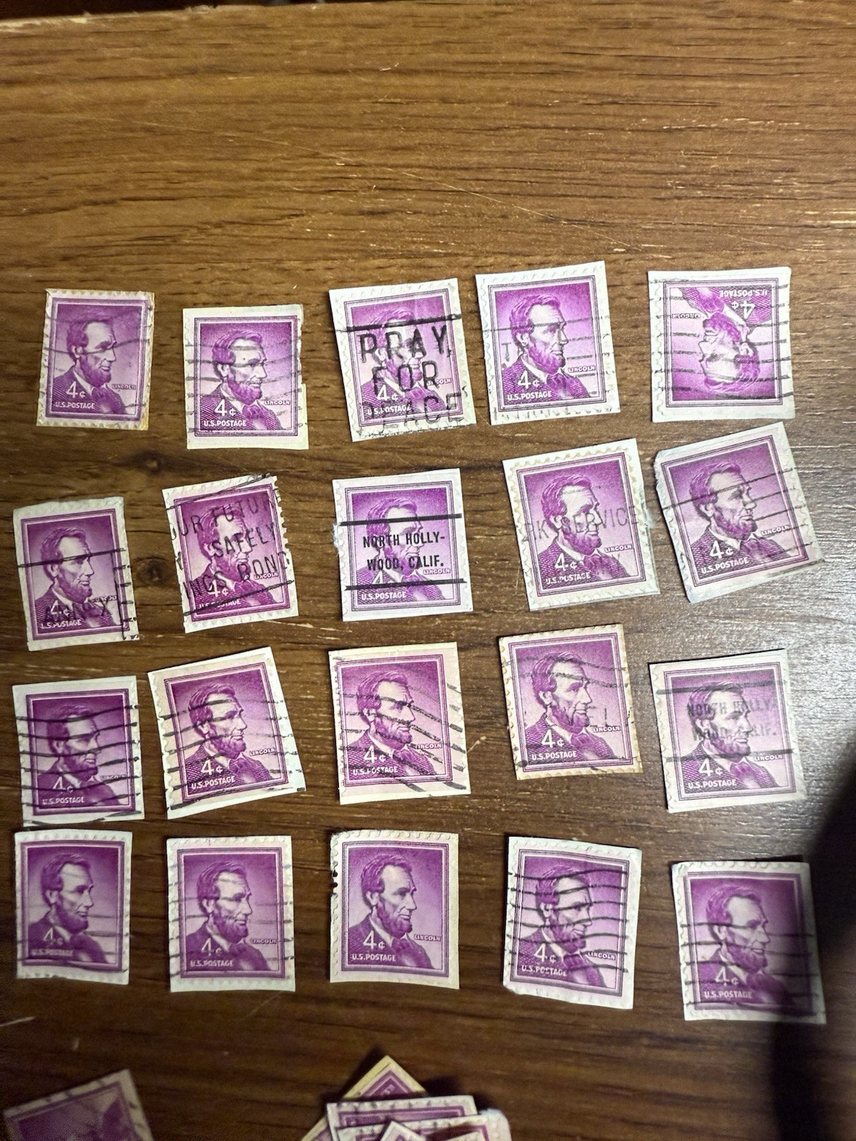 Postage Stamps Abraham Lincoln Purple Toned Used Us Postage Stamps 4cent 21count
