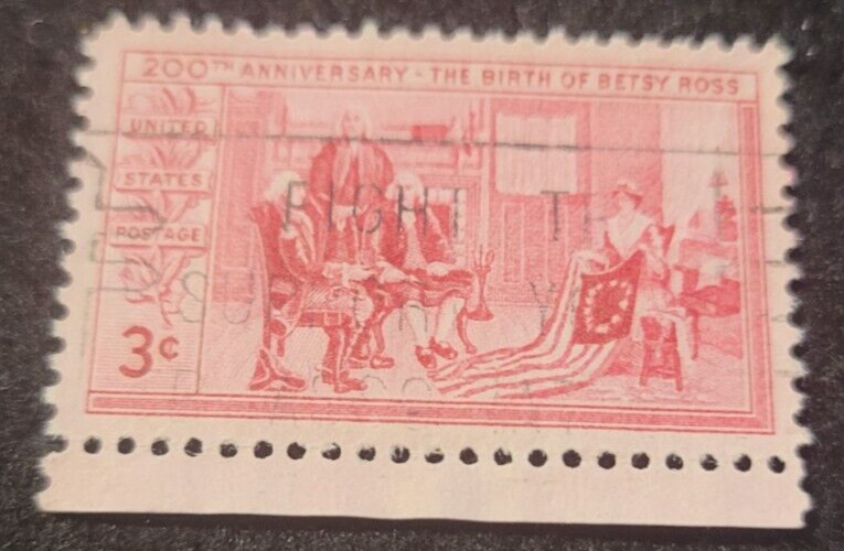 # 1004 – 1952 3¢ Betsy Ross C.H. Weisgerber painting USA Used 1 Stamp +2 FREE