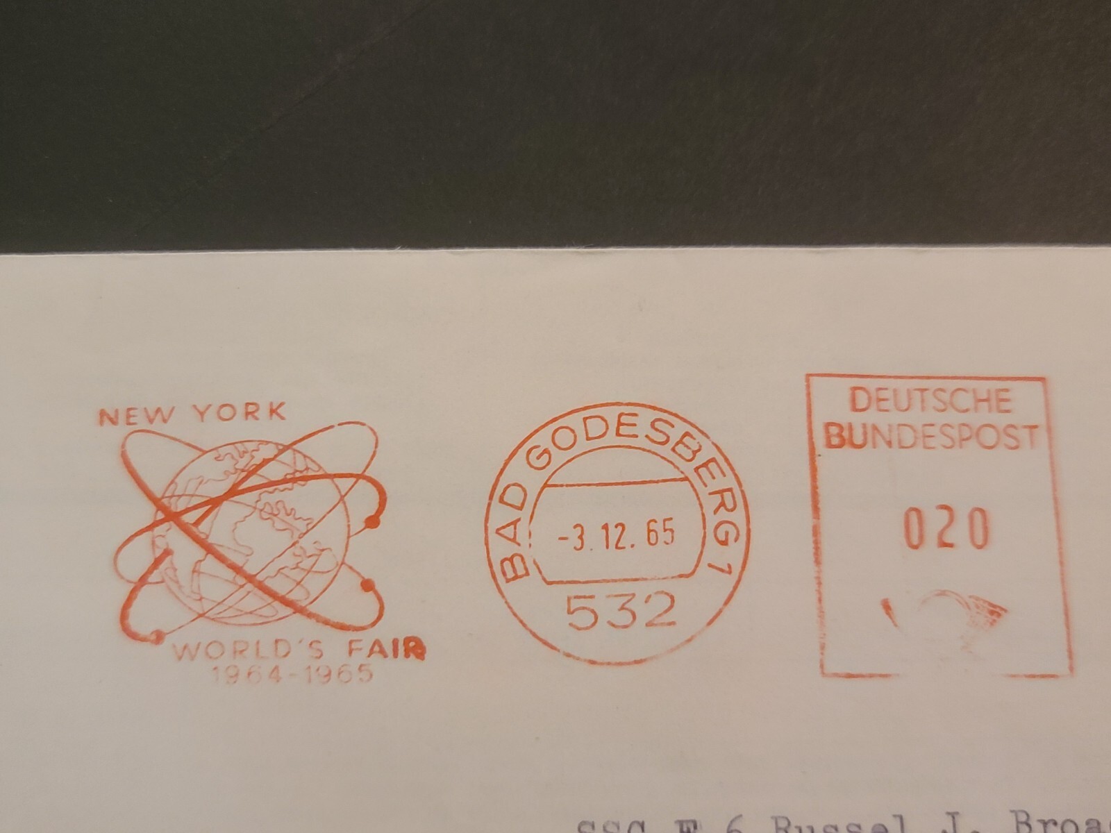 Vintage 1964 New York Worlds Fair / VFW Postmarked Stamped Envelope