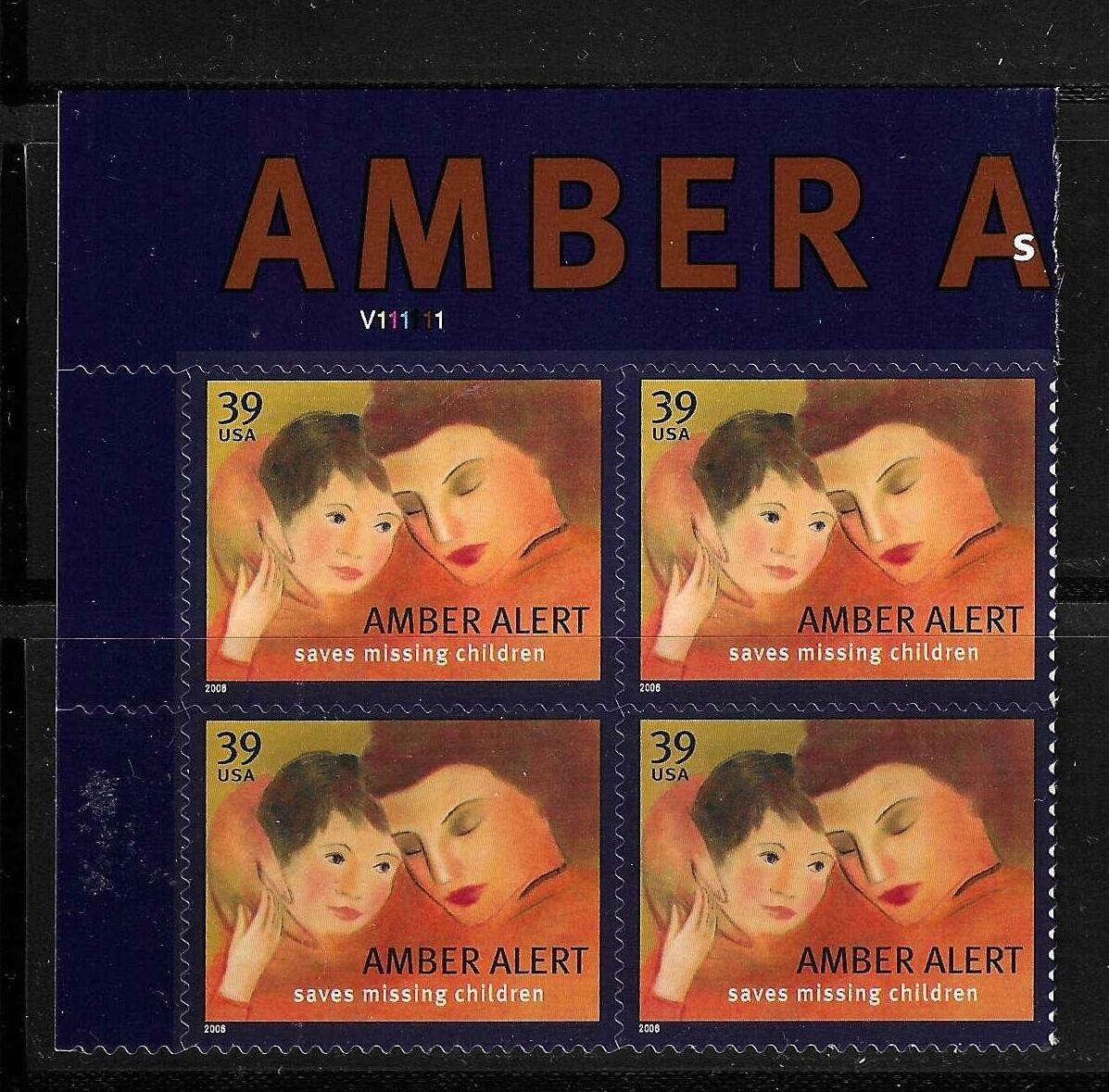 USA SC # 4031 Amber Alert – Mother And Child – / BLK4 . MNH