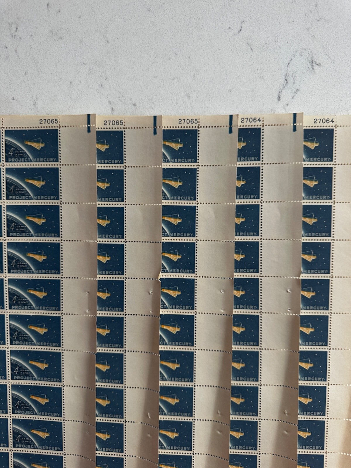 1961 Project Mercury U.S. Space Stamps 5 Mint Sheets of 50 4 Cent Stamps RARE