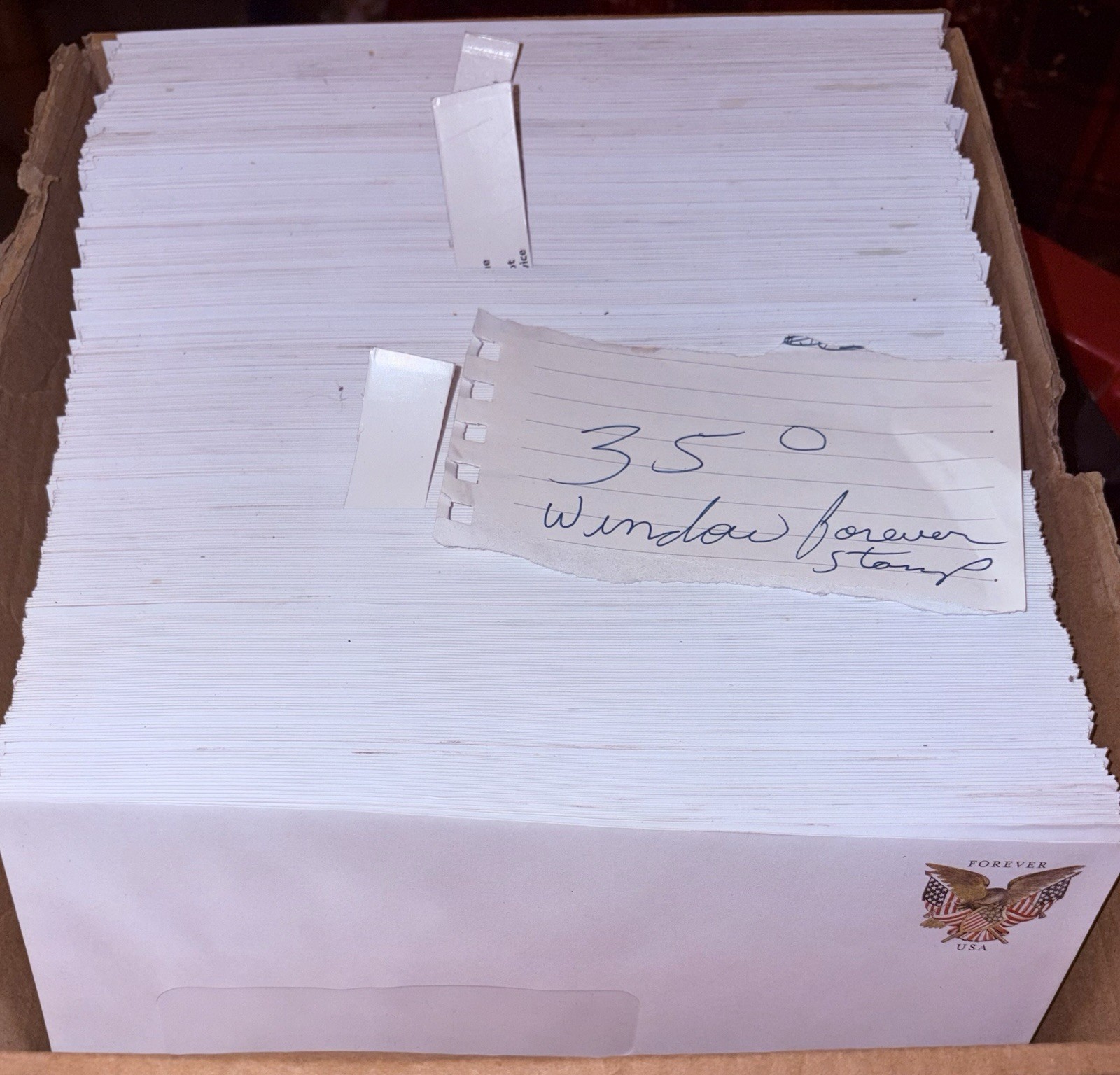 USPS Forever Stamped Envelopes #10 Clear Window Folk Art Eagle – Bulk- 350 Count