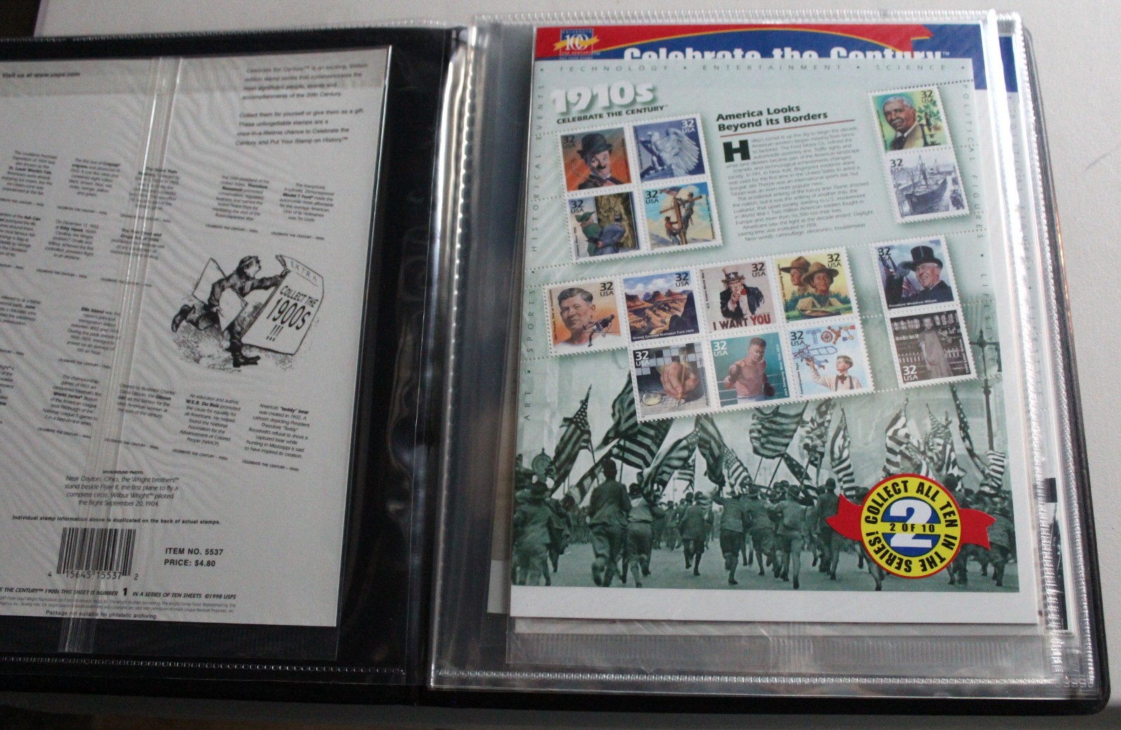 Mint CELEBRATE THE CENTURY 1900-1999 Complete 10 Sheet Set US Stamps W/SUPER Her