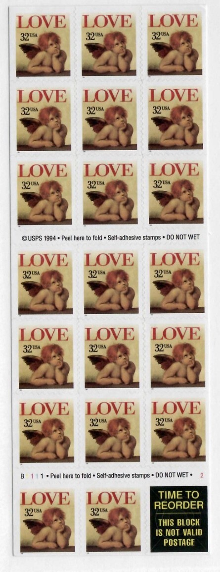 United States 32¢ Love & Cherub Postage Stamp #3030a MNH Full Booklet