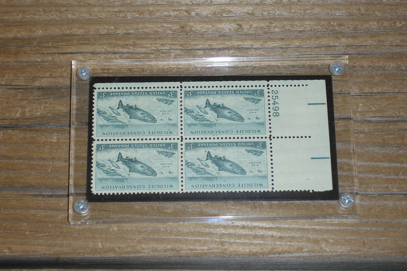 Vintage Wildlife Conservation Stamp Blocks (3) King Salmon Wild Turkey Antelope