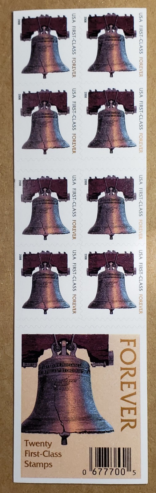 LIBERTY BELL (#4125b) FOREVER Stamps 2008 – set 20 US Stamps (MNH)