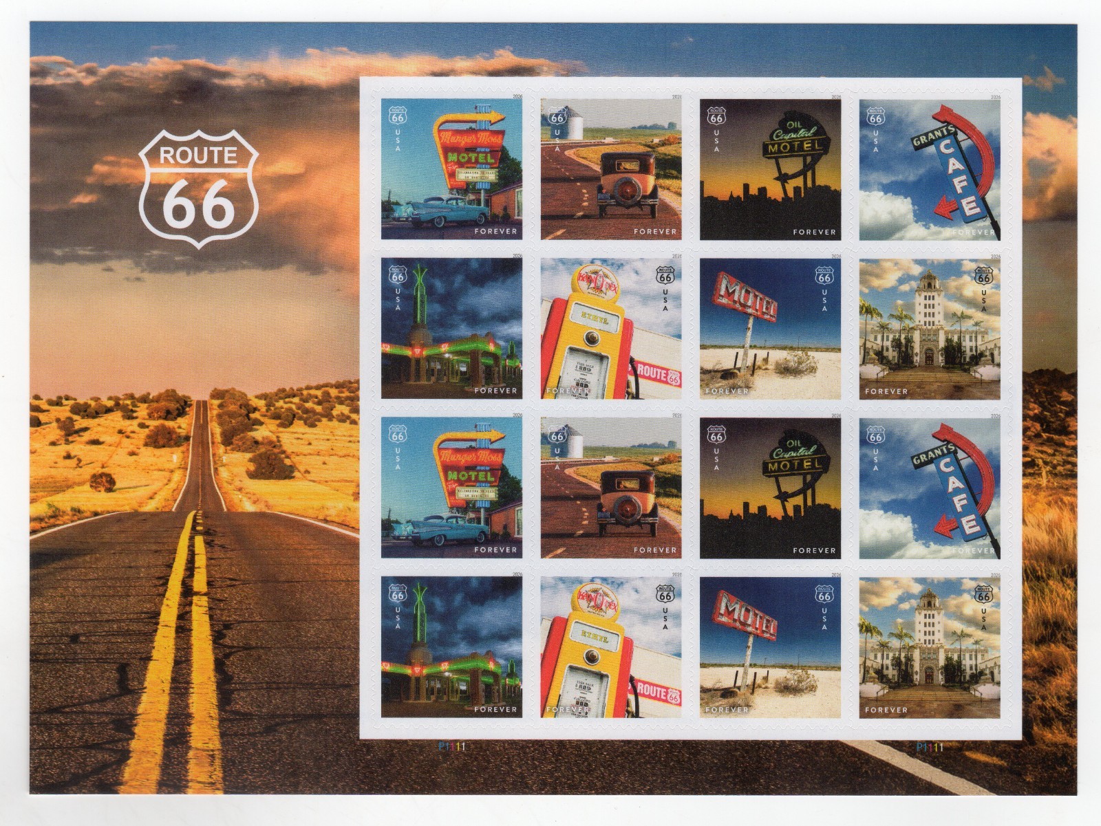 USPS Route 66 Sheet of 16 Forever Stamps – MNH (6074)
