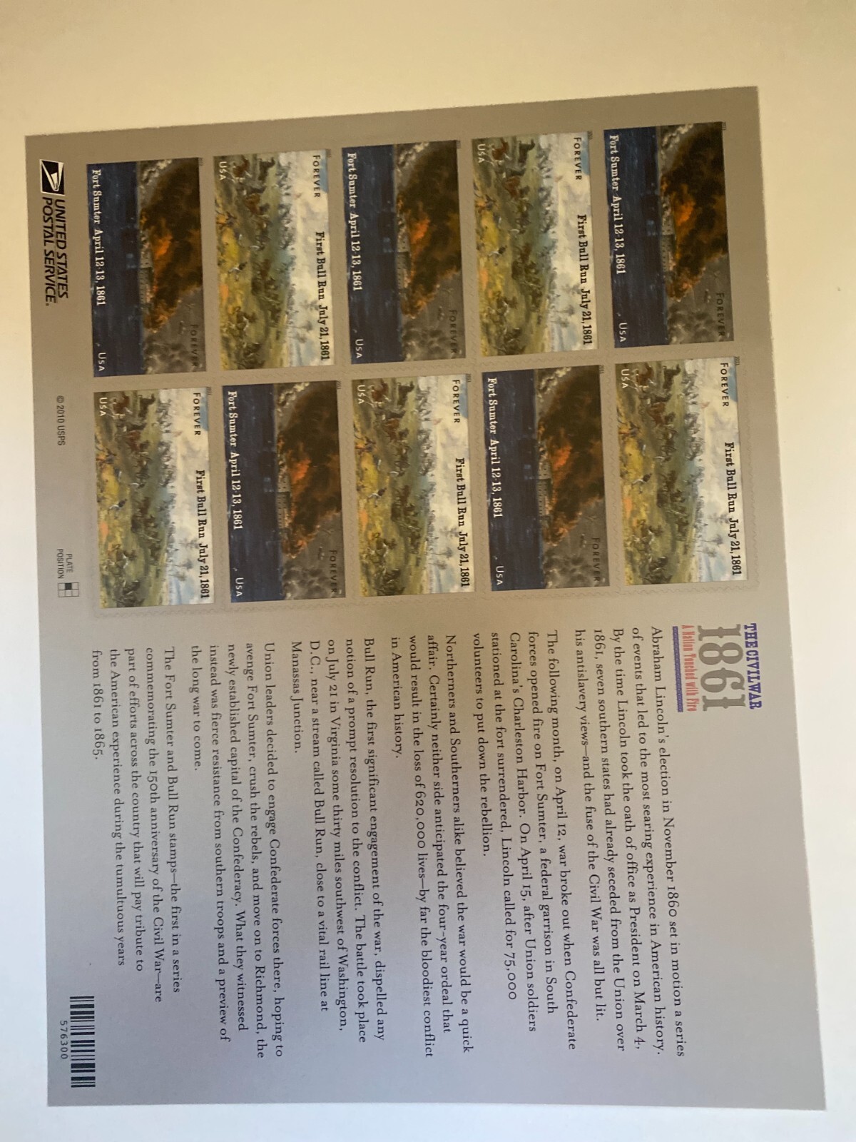 1861 Civil War Commemorative 12 stamps