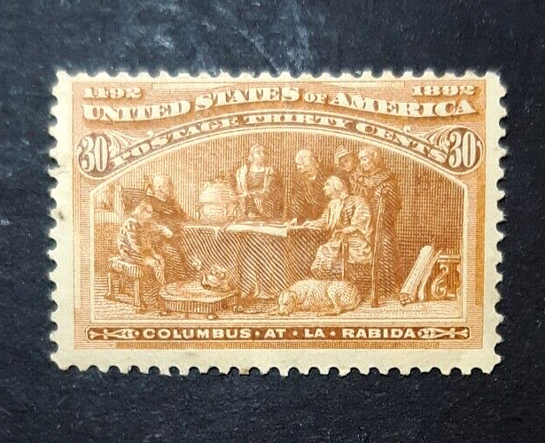 US #239 COLUMBIAN 30 Cent Stamp MNH – CV $725 – Fine Centering, Thin Gum Spot