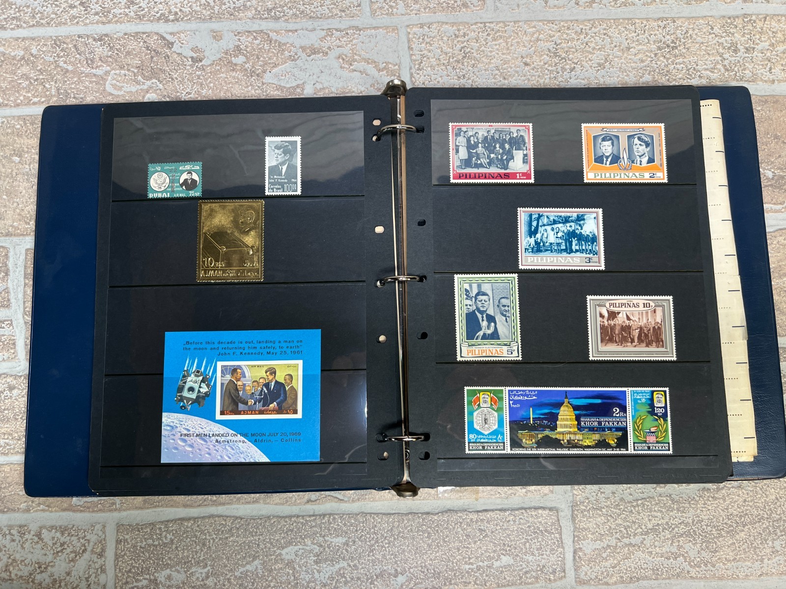 HUGE RARE VINTAGE John F Kennedy Commemorative Stamp Portfolio