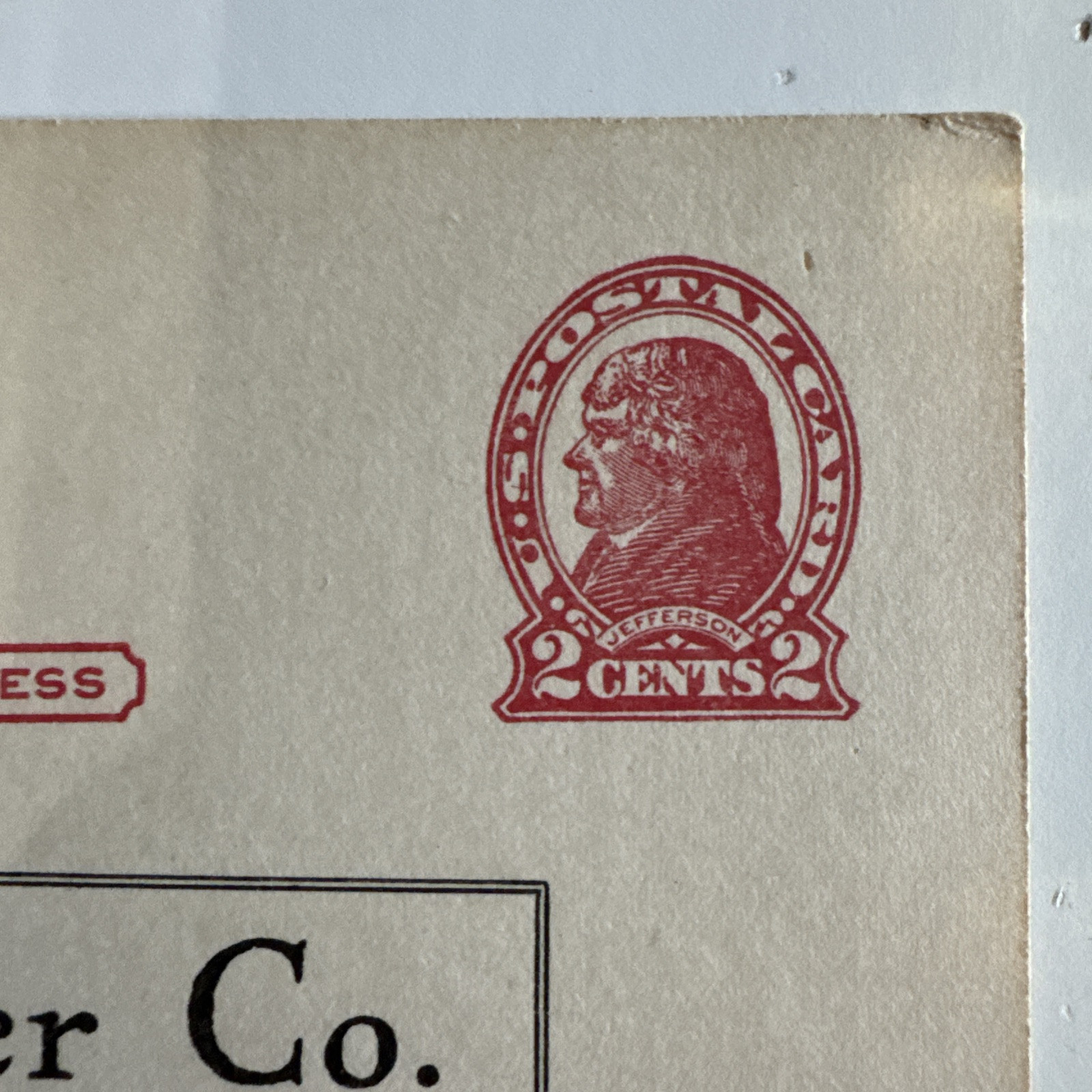 1918 Scott UX24 2 Cent Jefferson Un Used Postcard