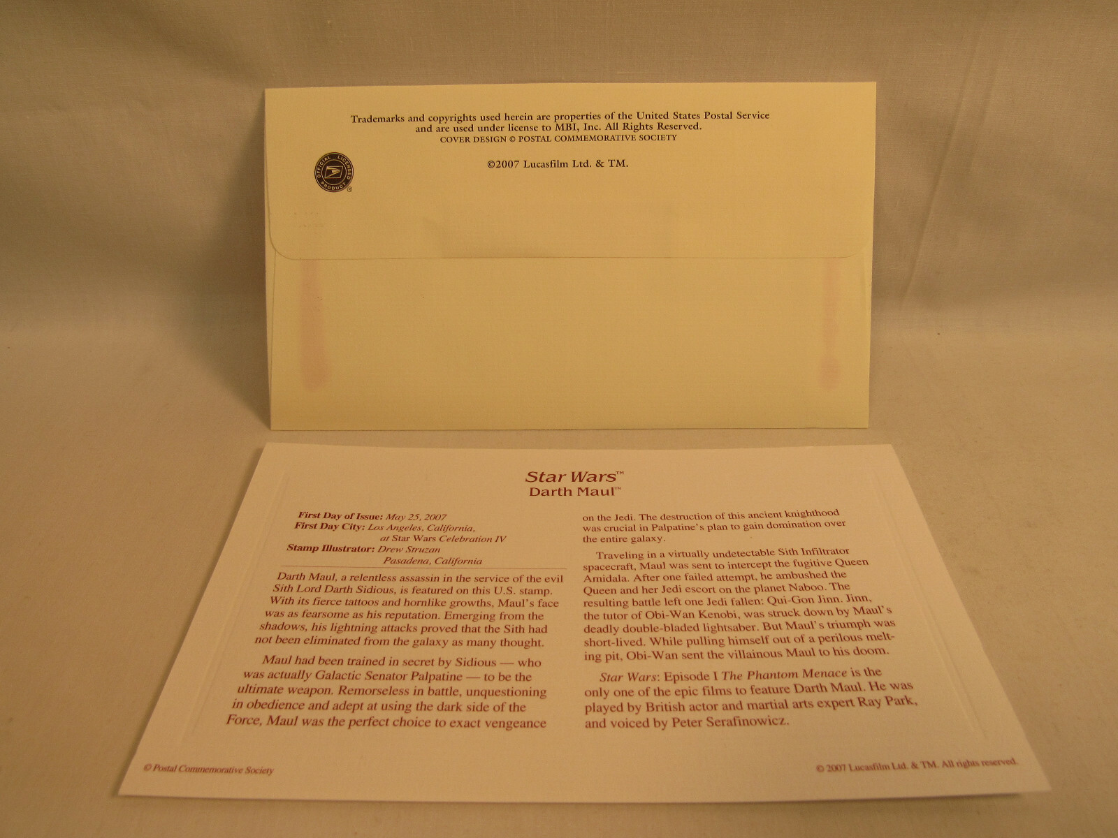 Darth Maul Star Wars Disney 22KT Gold Stamp 1st Day USPS