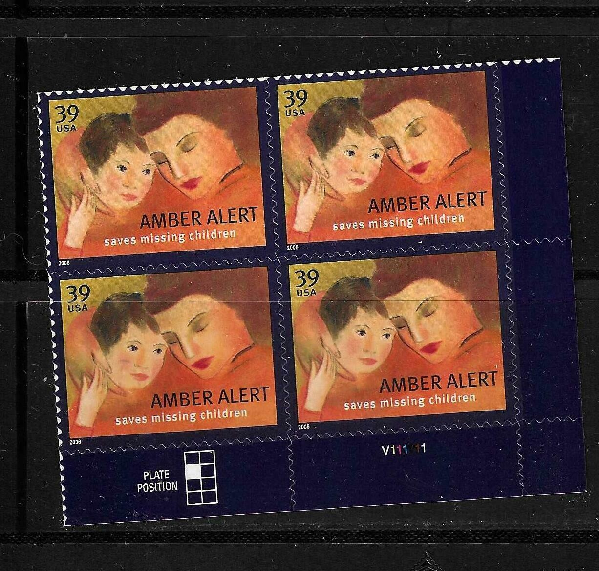 USA SC # 4031 Amber Alert – Mother And Child – / BLK4 . MNH