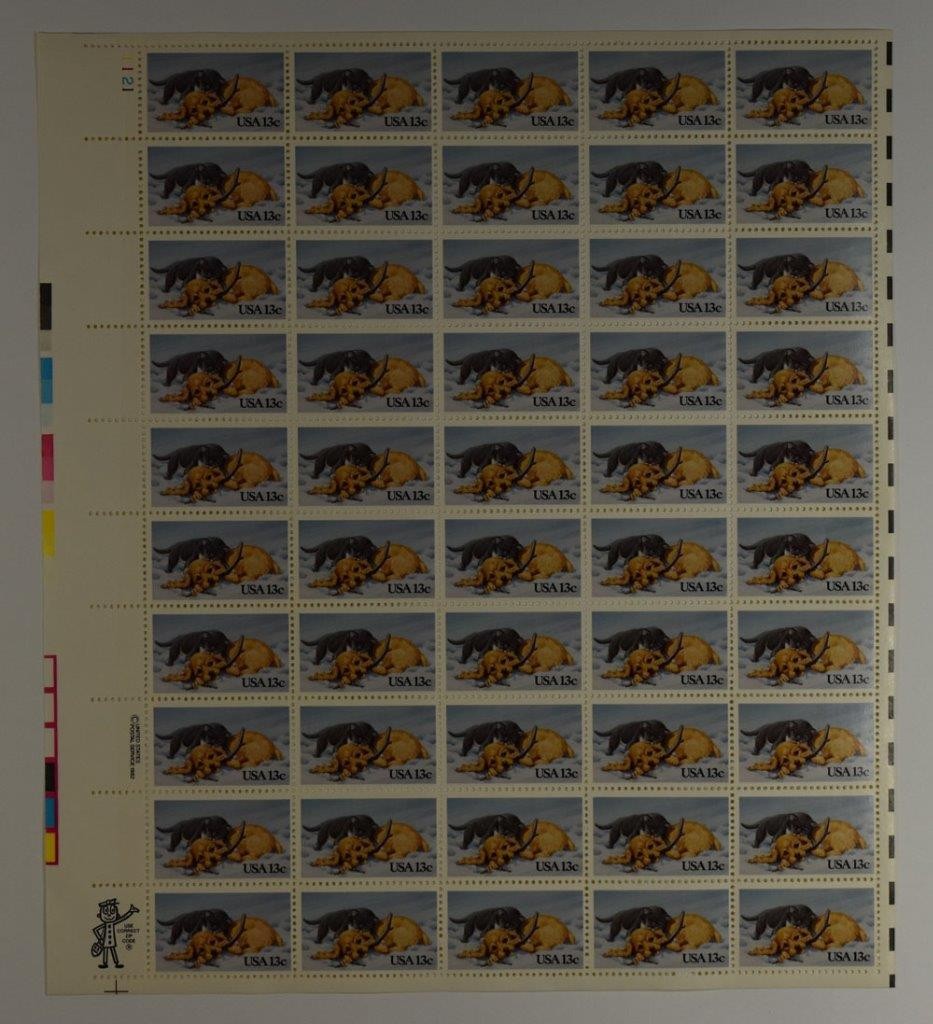 US SCOTT 2025 PANE OF 50 PUPPY AND KITTEN STAMPS 13 CENT FACE MNH