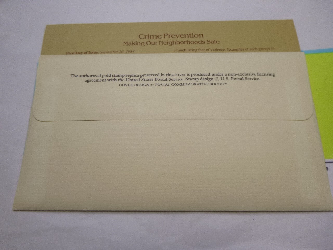 CRIME PREVENTION SAFE NEIGHBORHOOD IST ISSUE 1984 USPS 24KT GOLD STAMP SET E2