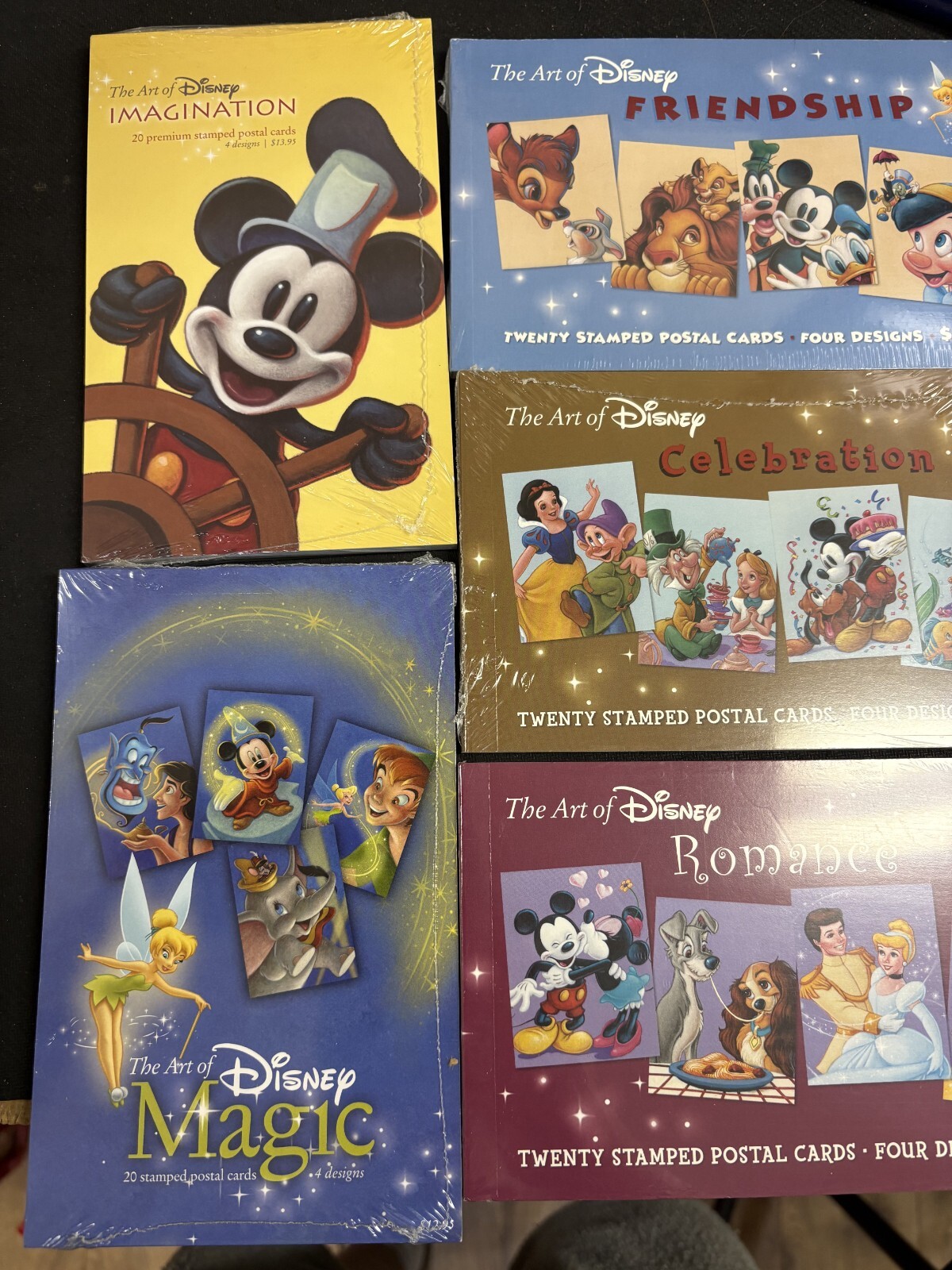 US Stamped Postal Cards ART OF DISNEY ROMANCE , MAGIC, CELEBRATION, + 2SEALED