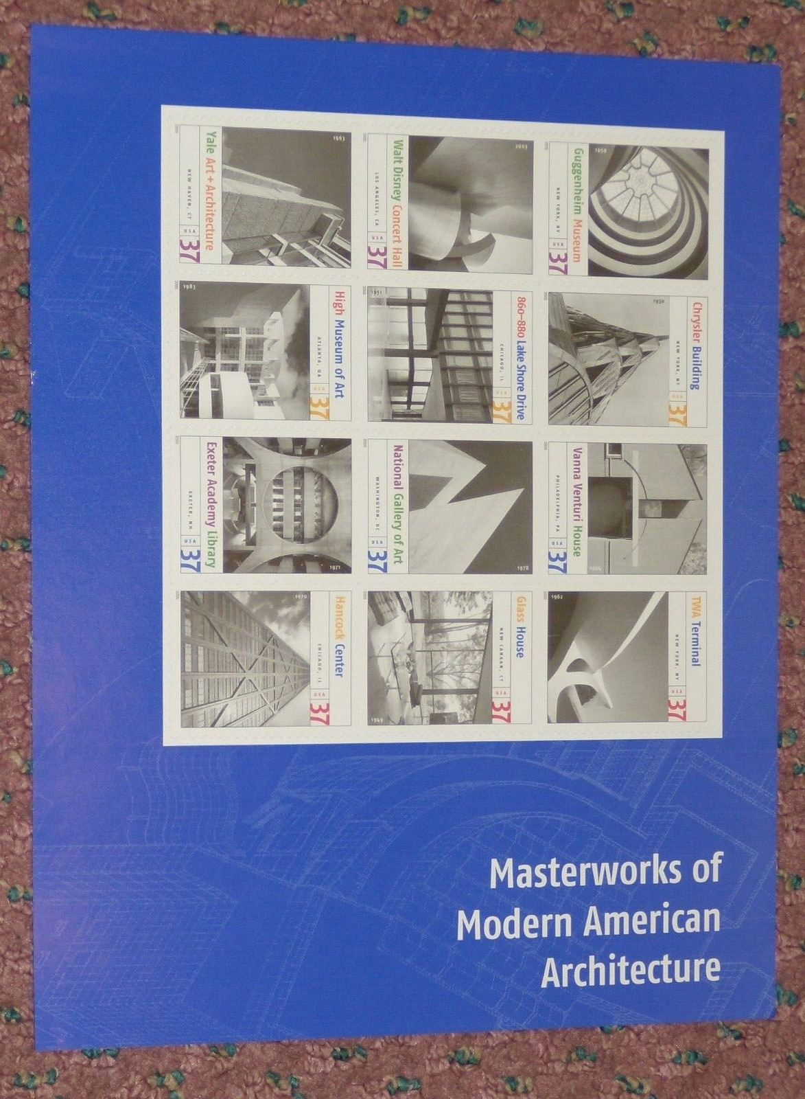 Three x 12 = 36 MASTERWORKS OF MODERN AMERICAN ARCHITECTURE 37¢ US Stamps # 3910
