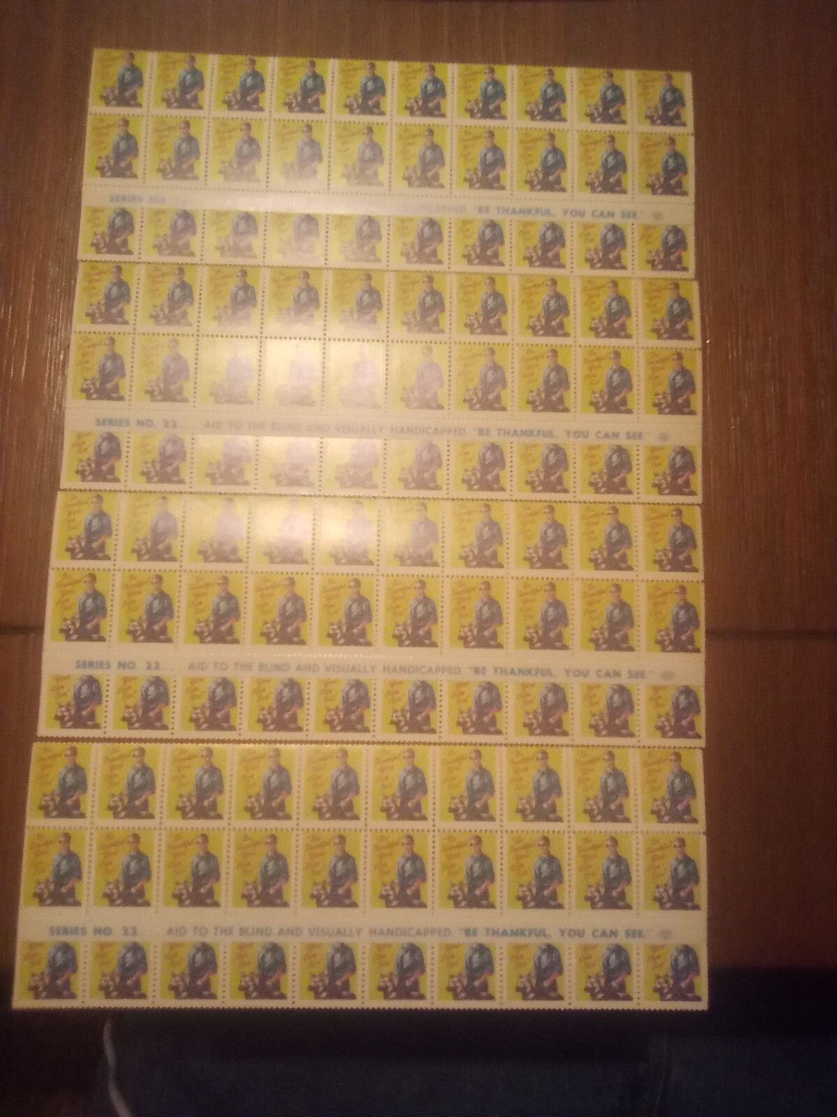 USA – 1941 Charity Stamp – Be Thankful You Can See . 400 stamps. 4.Blocks.of.100