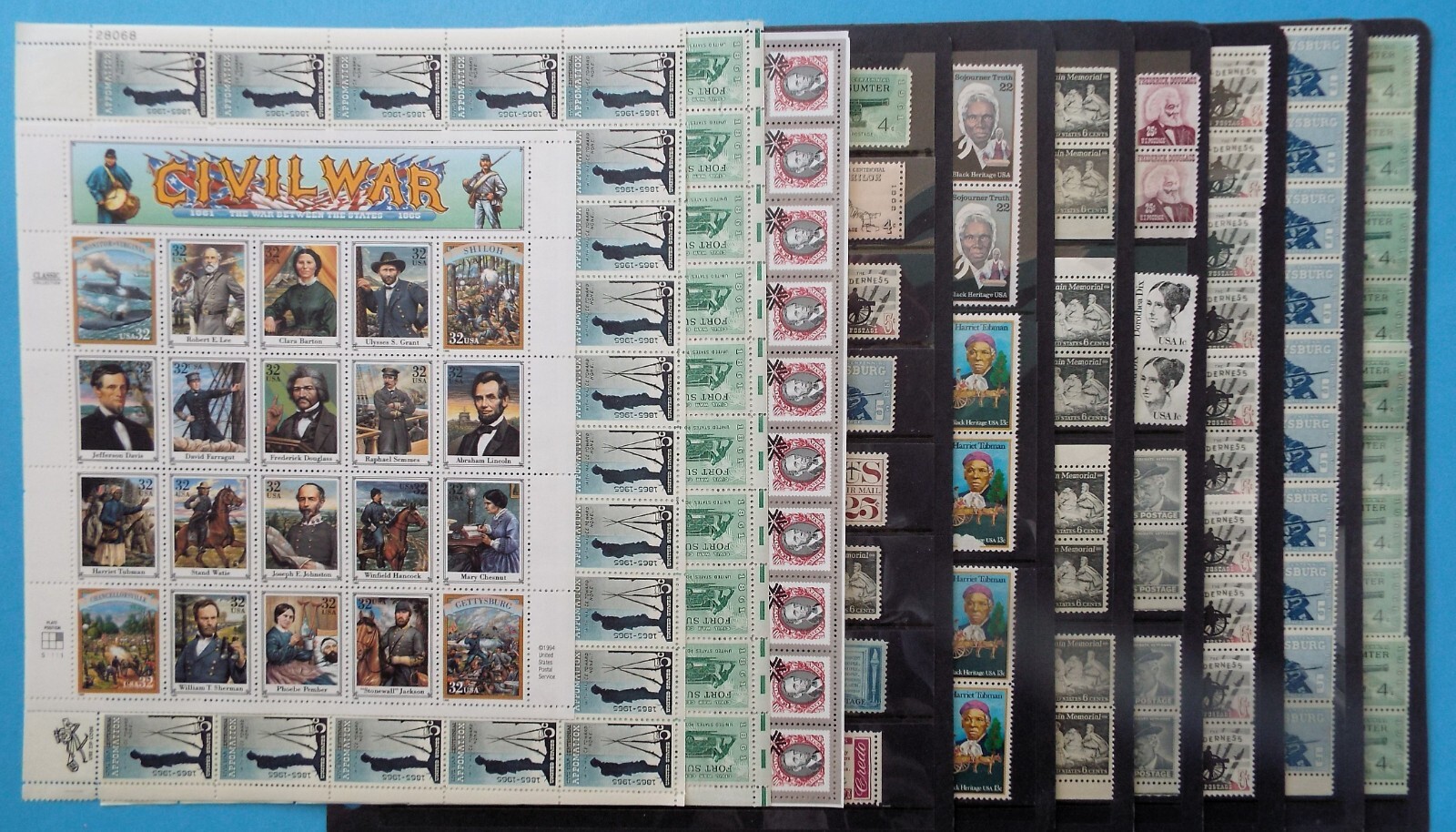 US Postage Stamps Face Value $45+ Unused Lot #86 Sheets Blocks Civil War