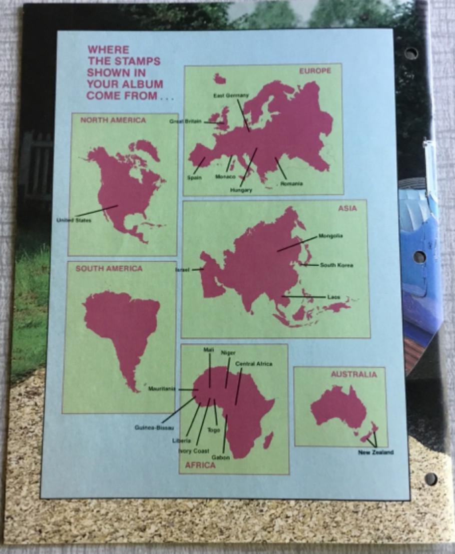 1984 AUTOMOBILES A WORLD ON WHEELS POSTAGE STAMP ALBUM ALL INTACT UNUSED NM COND