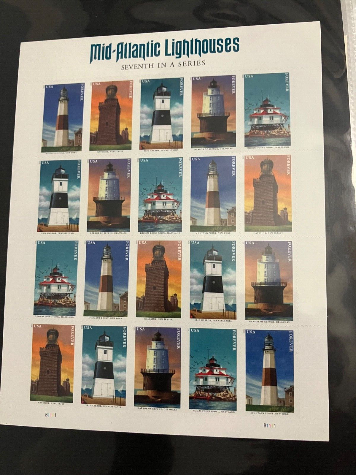 Mid-Atlantic Lighthouses 20 count USA Forever stamp sheet-NEVER USED
