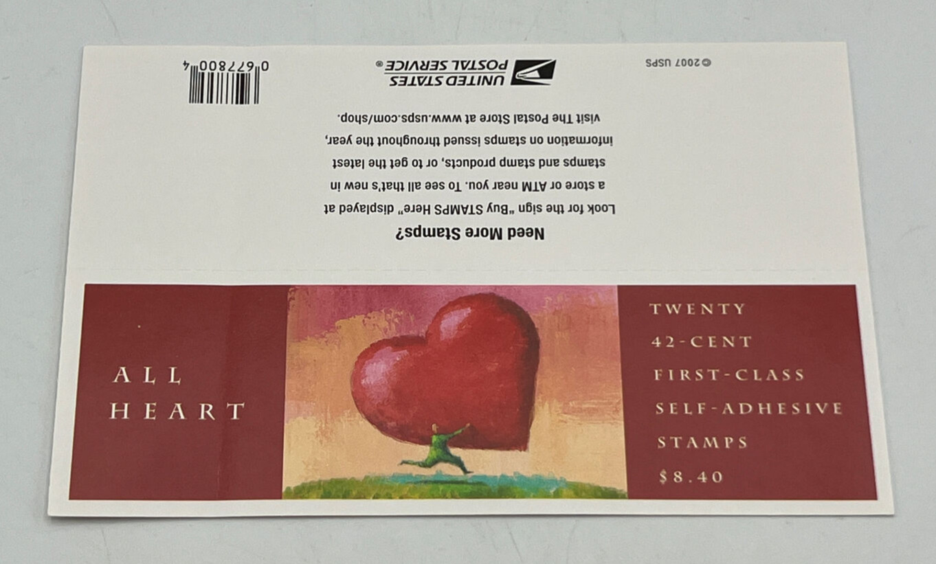 Love All Heart Full Pane of Twenty 42 Cent Stamps Scott 4270a