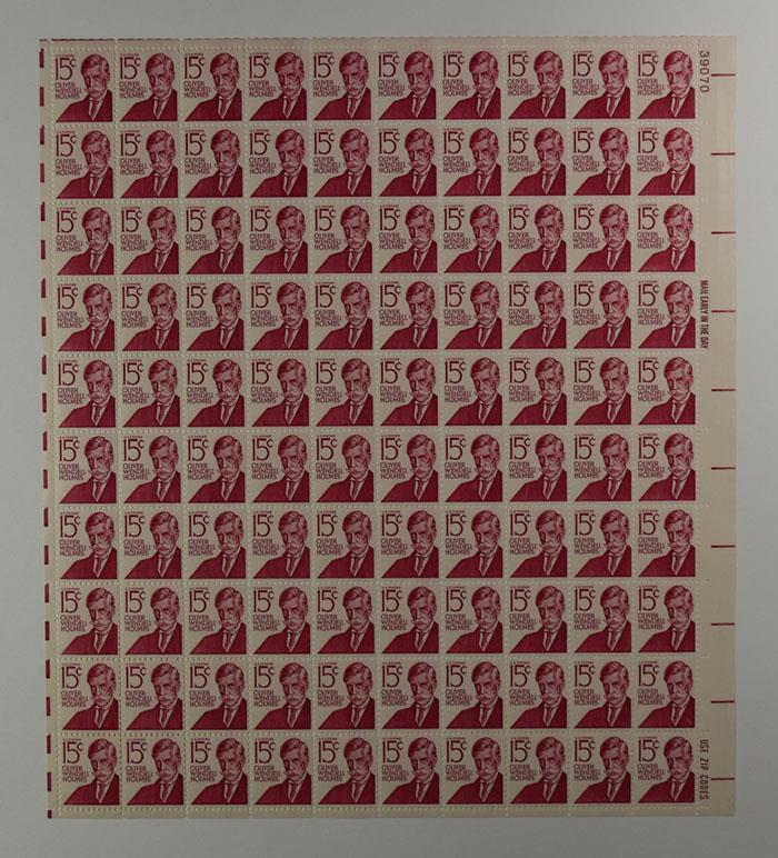 US SCOTT 1288 PANE OF 100 OLIVER WENDELL HOLMES STAMPS 15 CENT FACE MNH