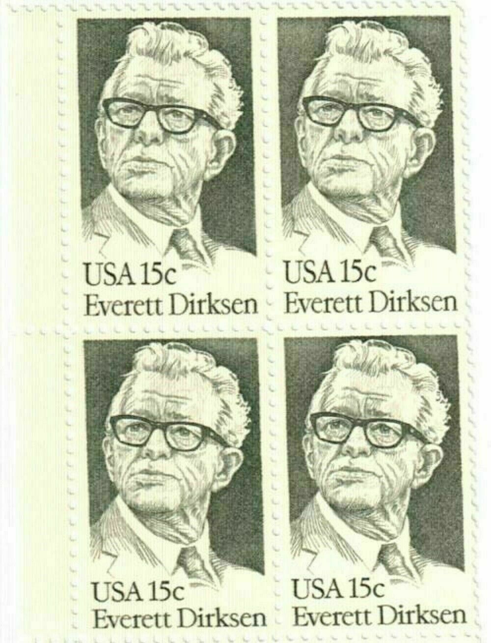 DIRKSEN, EVERETT DIRKSEN-Block of 4 Collectible Unused Stamps 1981-FREE SHIPPING