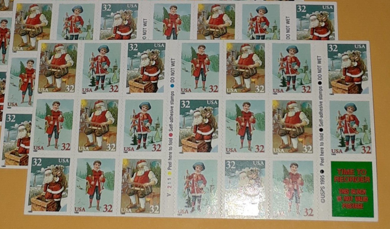 Three x 20 = 60 of CHRISTMAS SANTA & CHILDREN 32¢ US Stamps. USA Sc # 3008-3011