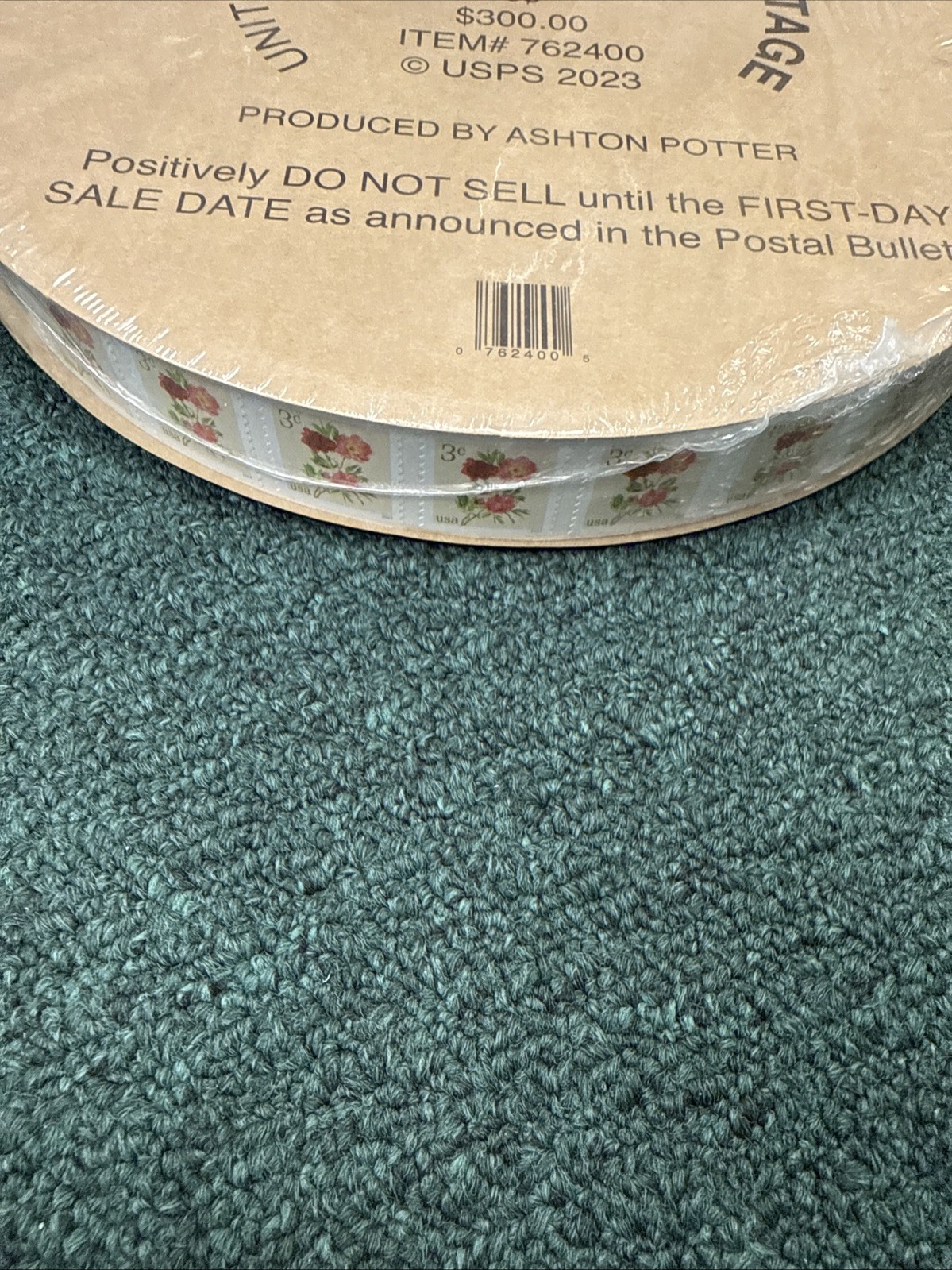 3 Cent Peonies Roll Of 10,000 Self Stick $300 Face Value