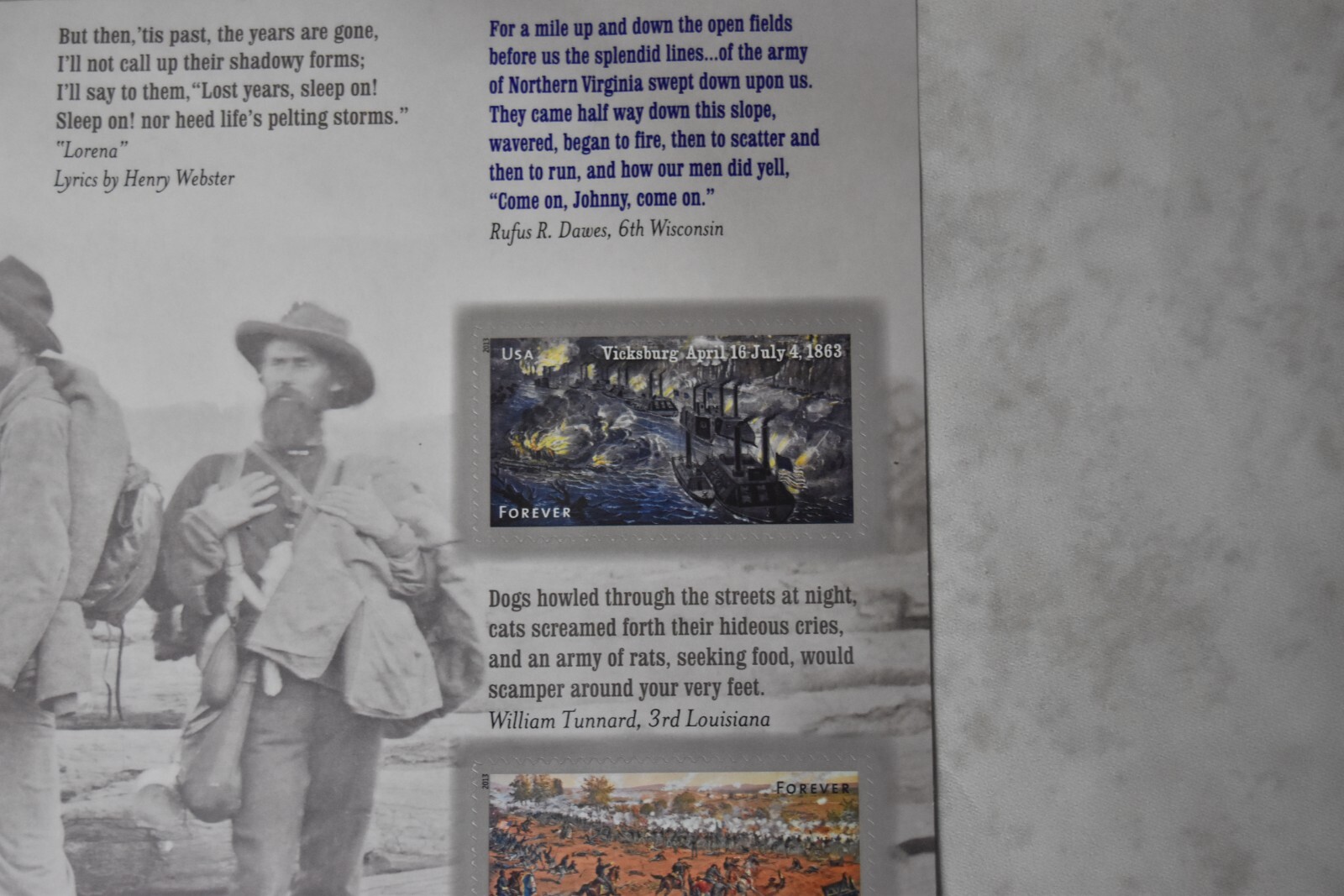 USPS Civil War Stamp Sheet 1863 Gettysburg, Vicksburg issued 2013 uncut