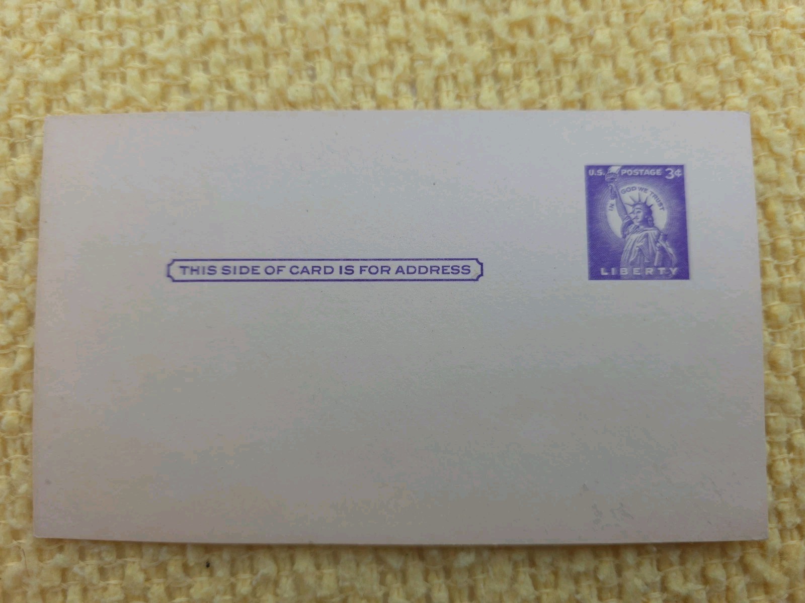 Postcard Statue of Liberty US Postage Stamp Blank Postcard 3 cents