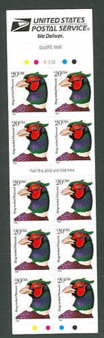 STAMPS BOOKLET # 3050a 20 ¢ Ring Necked Pheasant 1998 MNH