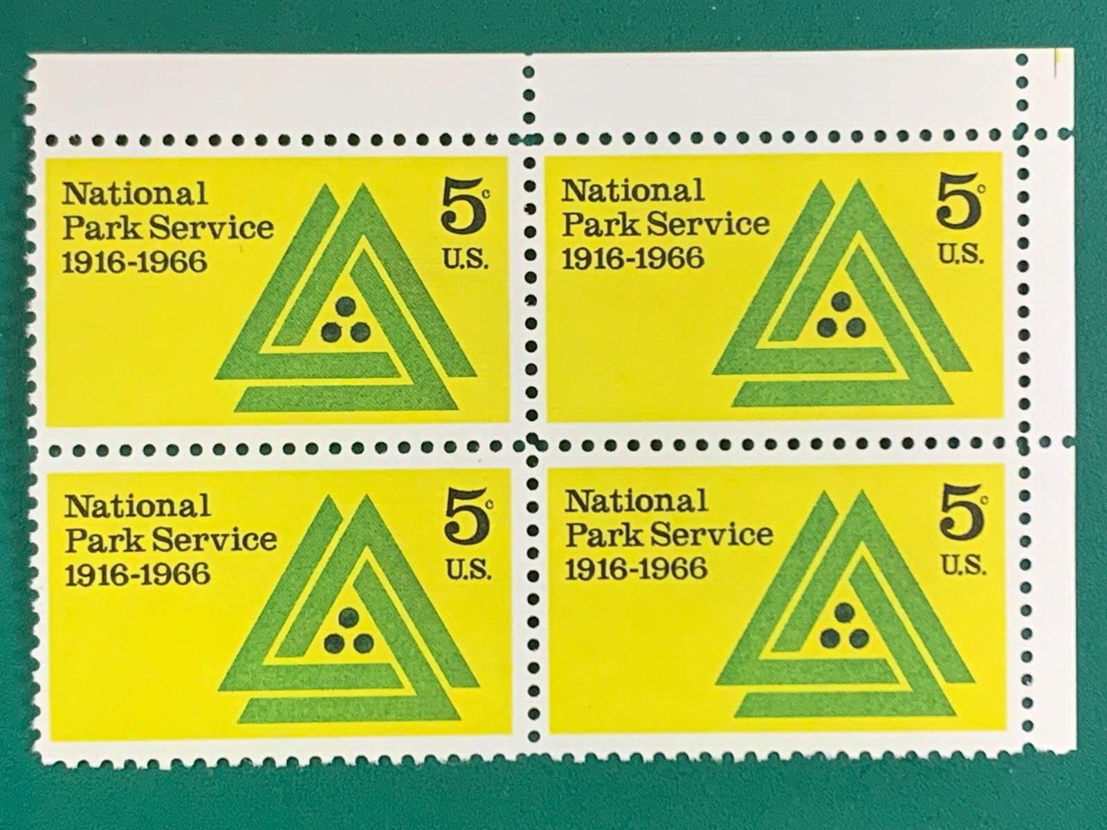 US Postage National Park Service 1966 5Cents Block Stamps Unused
