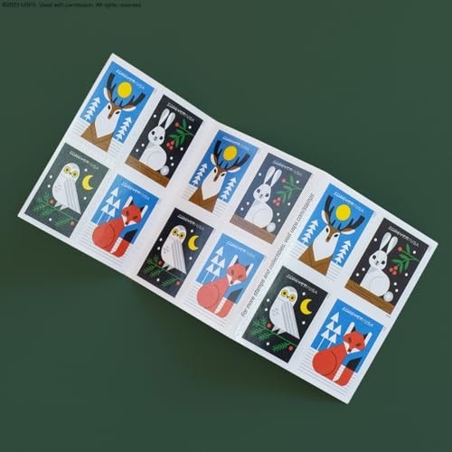Winter Woodland Animals Forever Postage Stamps Booklet of 20 – Deer, Fox, Rabbit